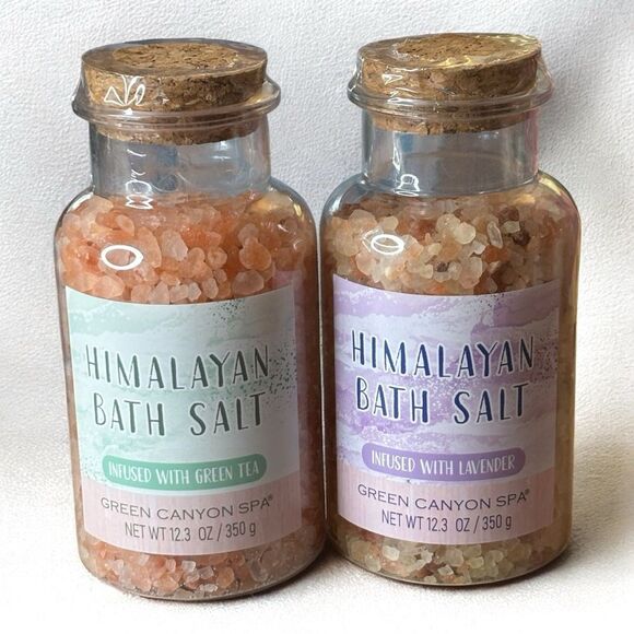 Himalayan Bath Salts (1) Infused With Green Tea & (1) With Lavender 12.3 oz - Picture 1 of 2